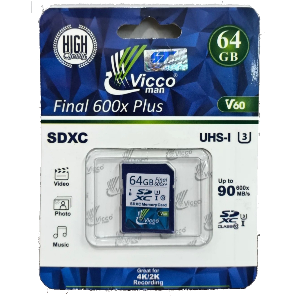 کارت حافظه ویکومن viccoman SDXC 64GB 90 MB/S 600X U3