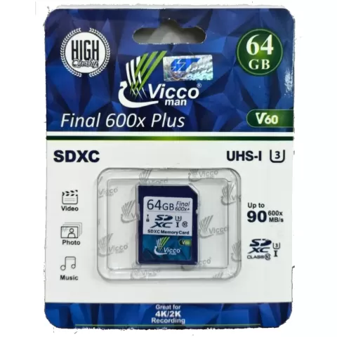 کارت حافظه ویکومن viccoman SDXC 64GB 90 MB/S 600X U3