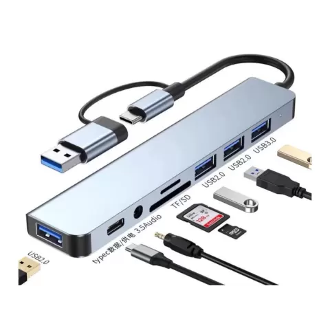 هاب و کارت‌خوان چندکاره USB 3.0 با رابط Type-C و USB، سازگار با موبایل و کامپیوتر